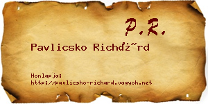 Pavlicsko Richárd névjegykártya